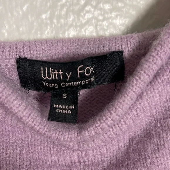 Witty Fox Knit Cropped Tank Top Sweetheart Neckline Small Purple - Picture 2 of 4